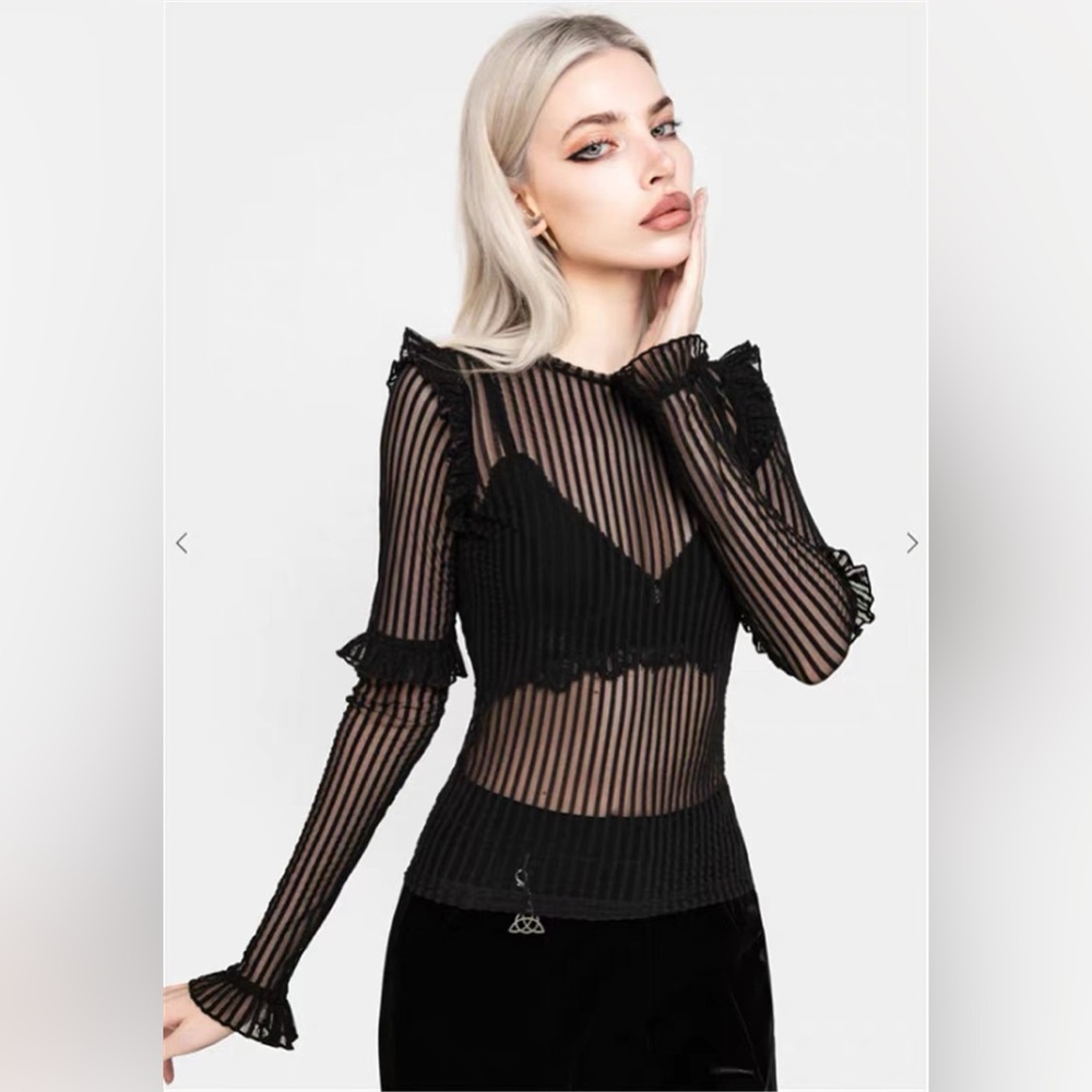 Disturbia Mourning Ruffle Top us2 - Picture 2 of 6